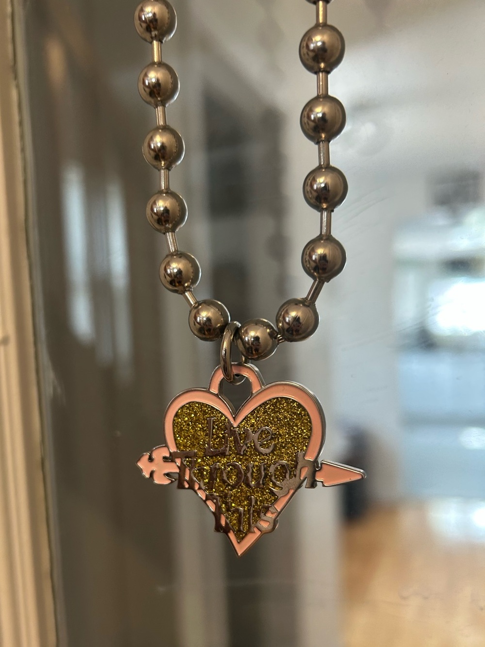 HOLE band Live Through This Stainless Steel Ball Sparkle Necklace